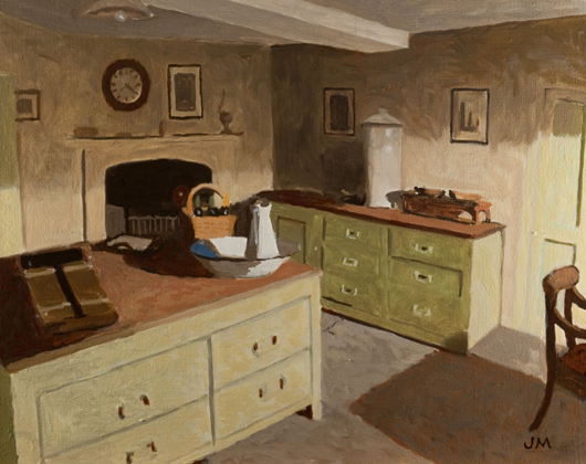 John Maddison’s ‘The Butler's Pantry’, oil on canvas, part of the ‘Still Life and Interiors’ exhibition at the Jerram Gallery, Sherborne, Dorset until June 11. Image courtesy of the Jerram Gallery.